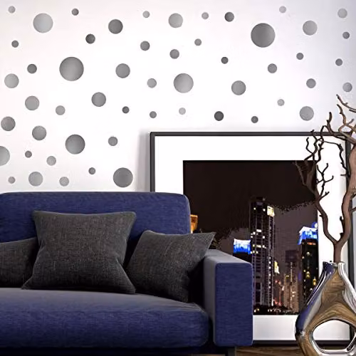 WALPLUS Silver Metallic Dotted Wall Stickers for Kids Room and Nursery Decor – 2