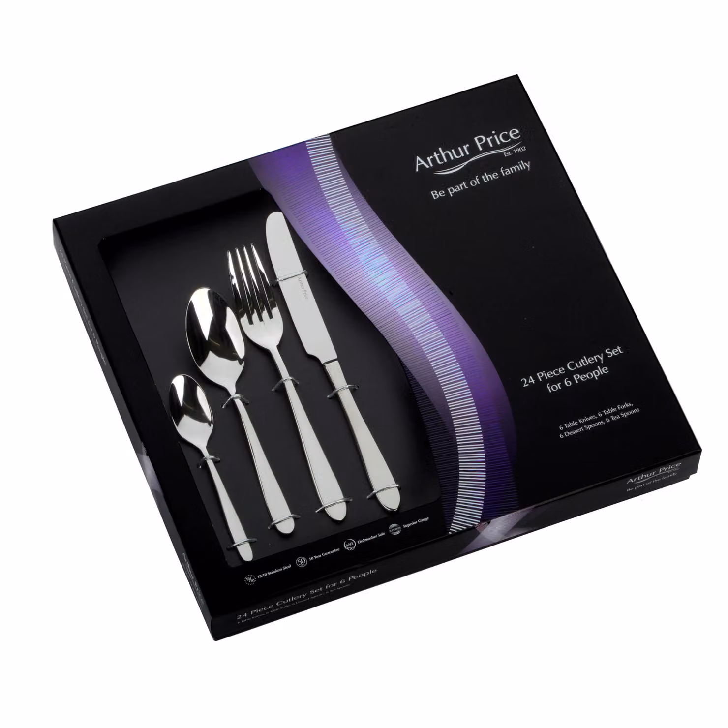 Arthur Price Willow Polished Stainless Steel 24 Piece 6 Person Cutlery Set in Silver with Case – 2