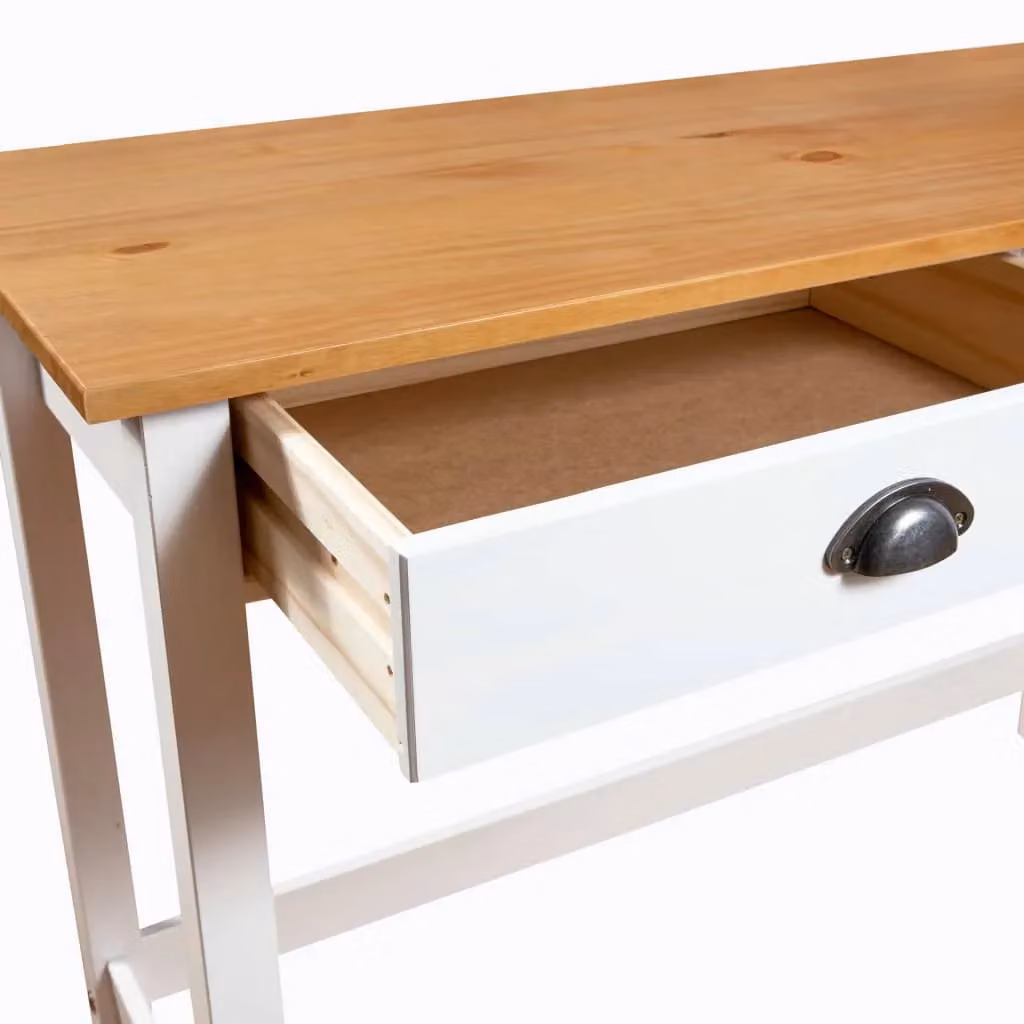 Berkfield Home Hill Console Table with 2 Drawers in White Solid Pine Wood, W/D/H: 110 x 45 x 74 cm – 2