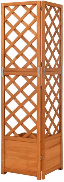 Berkfield Home Beautiful Corner Trellis Planter in Brown Solid Fir Wood, W/D/H: 40 x 40 x 150 cm