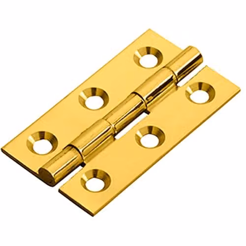 Loops Pair of Polished Brass Screw-On Cabinet Hinges, W/D/H: 50 x 28 x 1.5 mm