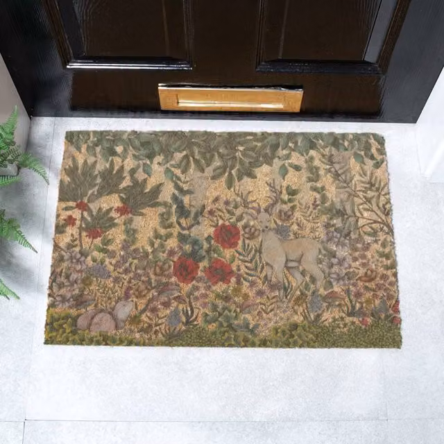 Artsy Mats Enchanted Forest x Celia Battaini Non-Slip Coir Doormat, Brown and Multicolour, W: 60 cm, D: 40 cm – 1