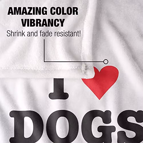 Bcreative Ephemera I Heart Dogs Super Soft Fleece Throw Blanket in White, W/D/H: 152 x 127 cm – 2