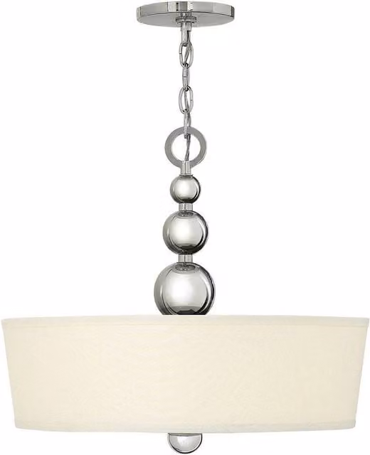 Elstead Zelda 3 Light Mid-Century Sphere Ceiling Pendant in Silver with Glass and Fabric, E27