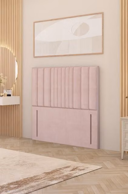 Somnior Alexas Floor Standing Headboard in Pink Plush Velvet, Small Double