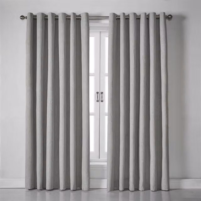 Livinluxury Luxury Living Grey Linen Look Blackout Eyelet Curtains, W: 110 cm, H: 137 cm