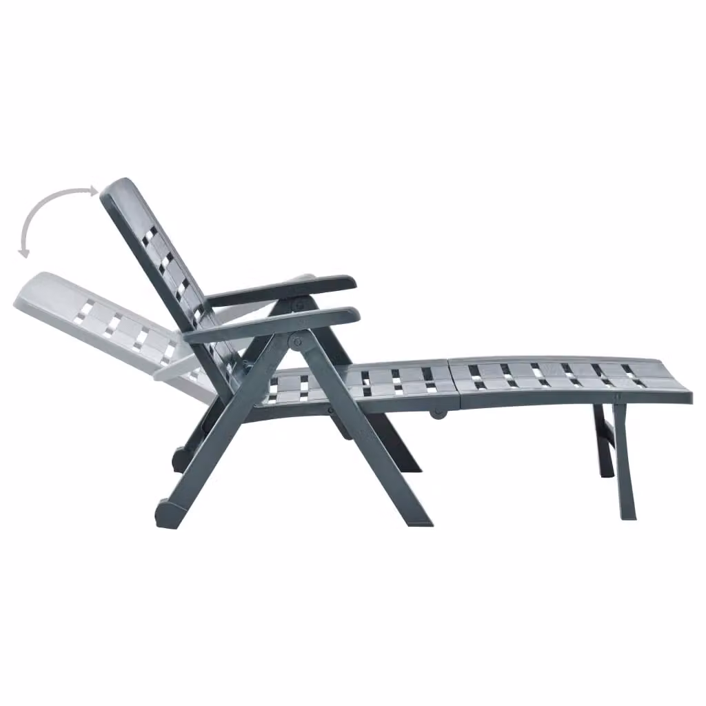 Berkfield Home Folding Sun Lounger in Green Plastic with Adjustable Headrest – 2