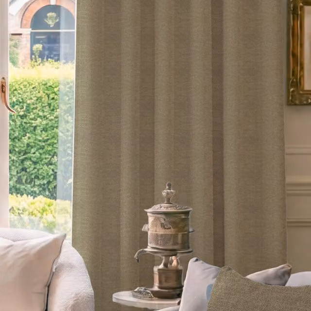 HOUSE Llewelyn-Bowen Tetbury Made To Measure Blackout Chenille Curtains in Mushroom Beige