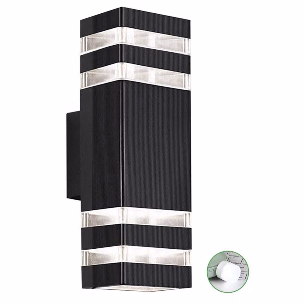 SPETLEK Modern Black Aluminium Outdoor Wall Light with Up and Down LED GU10 Illumination, IP65 Rated – 3