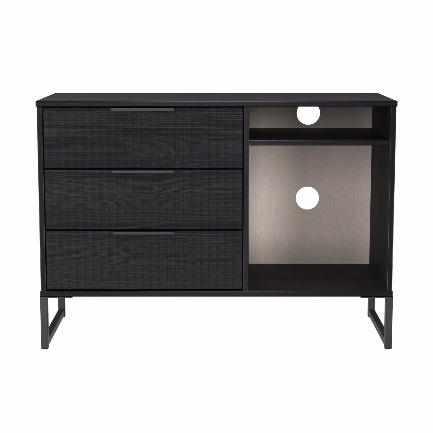 Ready Assembled 2 U Menai 3 Drawer TV Unit in Black – 2