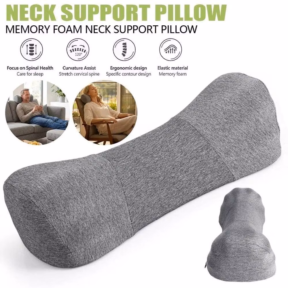 SPETLEK Ergonomic Contoured Memory Foam Neck Support Pillow in Grey – 3