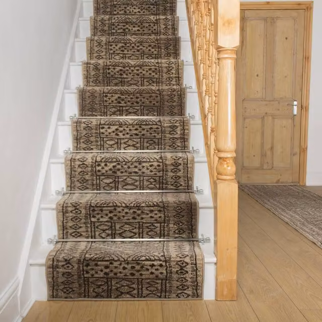 runrug Afrikans Stair Runner Carpet in Taupe, W: 100 cm x L: 630 cm