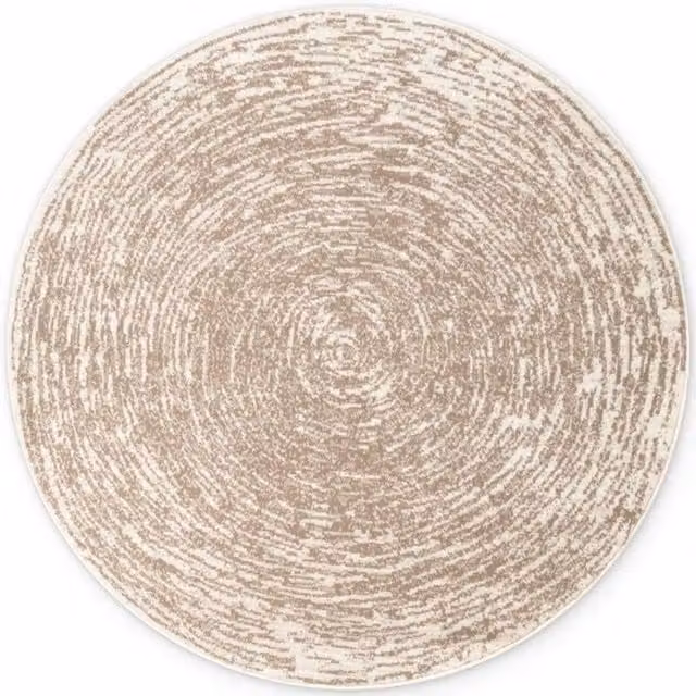 THE RUGS Gloria Round Rug - Cavallo Abstract Beige Polypropylene Short Pile, Diameter: 160 cm