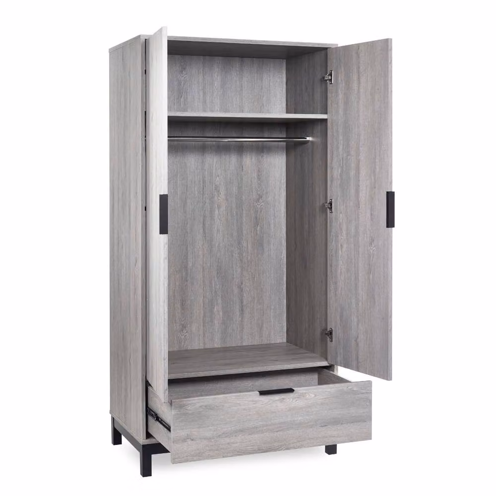 Cheshire Premium Kora 2 Door and 1 Drawer Wardrobe in Grey Oak – 2