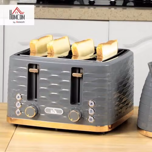 HOMCOM 4 Slice Toaster with 7 Browning Levels and Auto Shutoff, Grey – 5