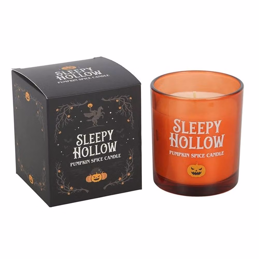 Uniqueful Sleepy Hollow Pumpkin Spice Orange Pillar Candle, Height: 15 cm – 3