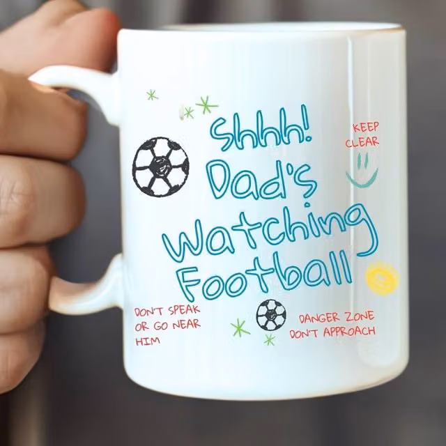 Aye Do Gifts Personalised Dad's Watching Football Ceramic Mug in White