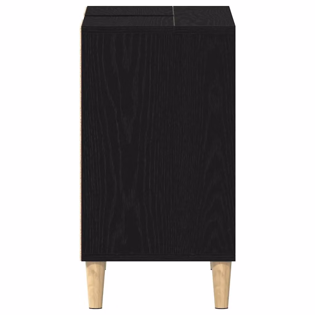 Berkfield Home Black Oak Bathroom Sink Cabinet with Hinged Doors and Internal Shelves, W/D/H: 80 x 33 x 60 cm – 5
