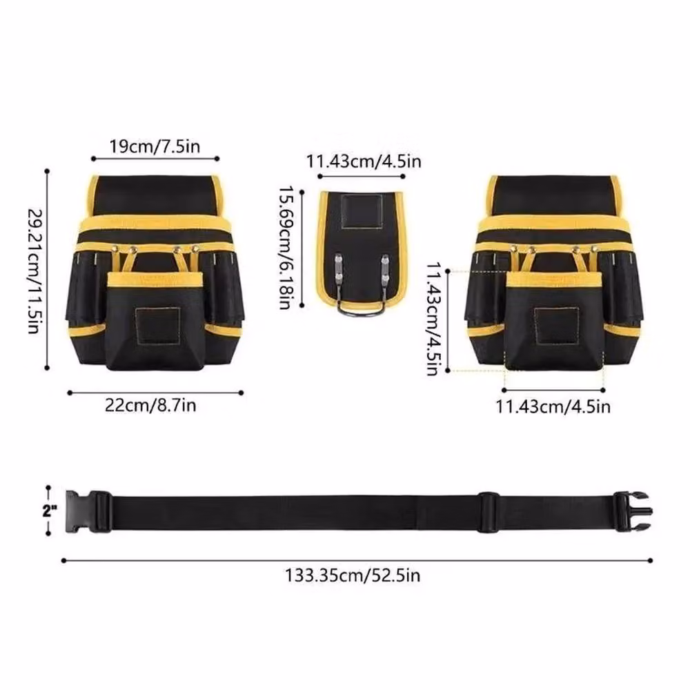 VOGREX Heavy Duty 26 Pocket Padded Tool Belt Pouch with Belt in Black and Multicolour – 2