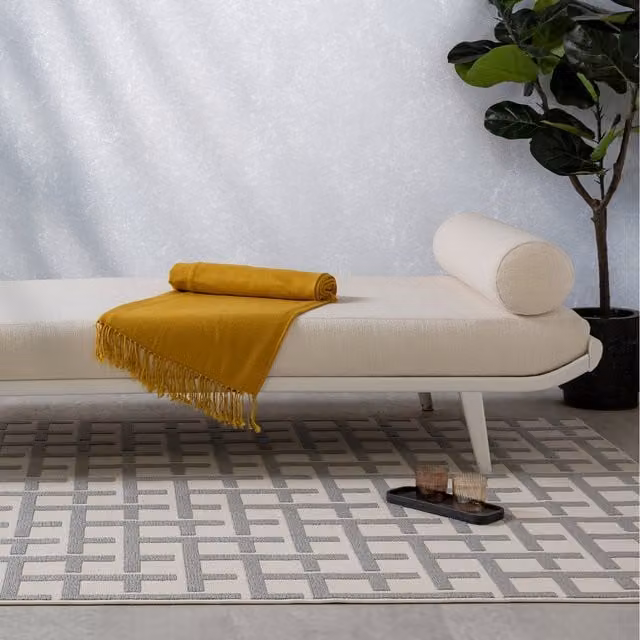 Asiatic Carpets Antibes Geometric Area Rug, Ivory and Grey, W: 80 cm x L: 150 cm