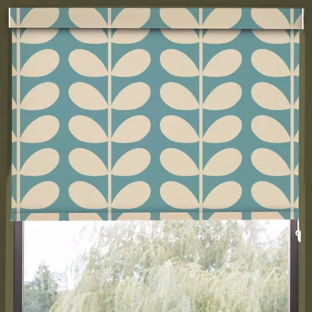 Orla Kiely Jumbo Solid Stem Translucent Made to Measure Roller Blind in Duckegg Blue