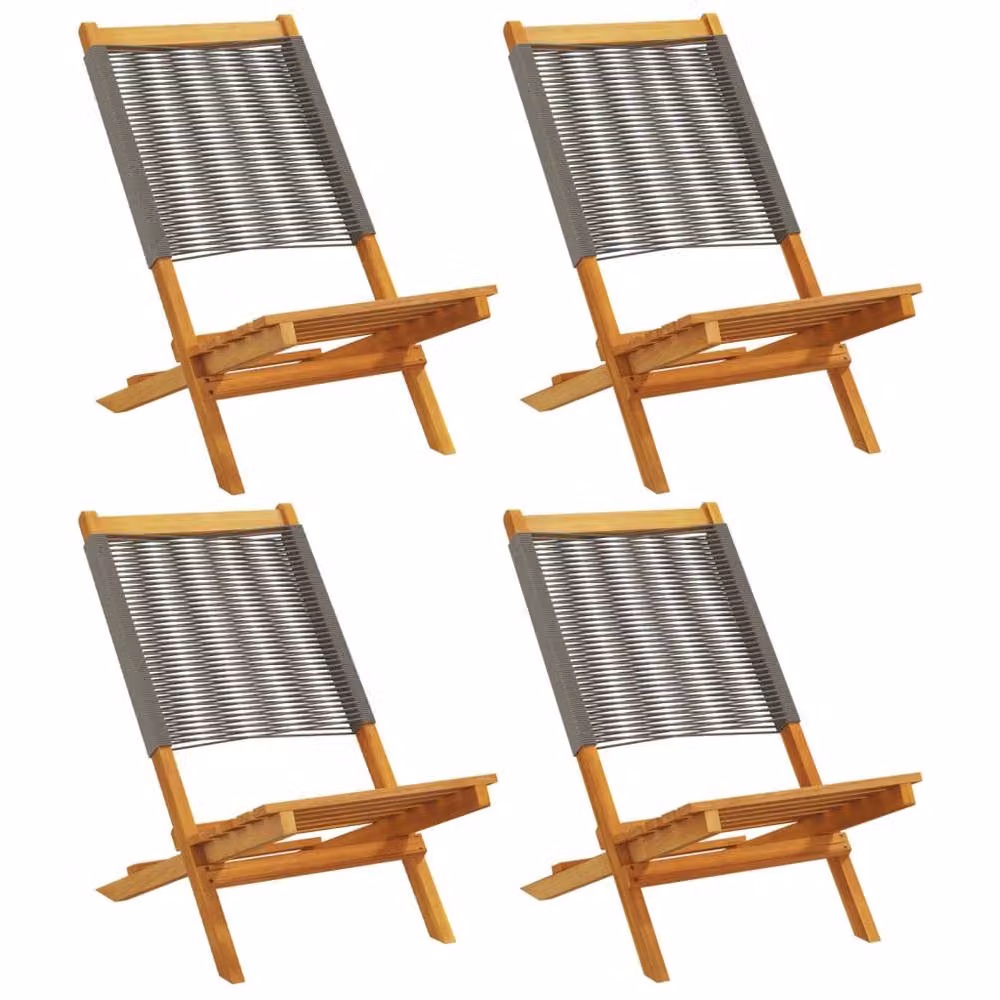 Berkfield Home Set of 4 Grey Folding Garden Chairs in Solid Acacia Wood – 2