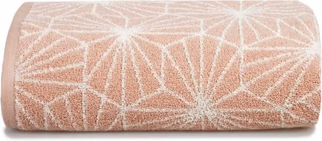 Allure Bath Fashions Geometric Design Jacquard Cotton Bath Towel in Pink