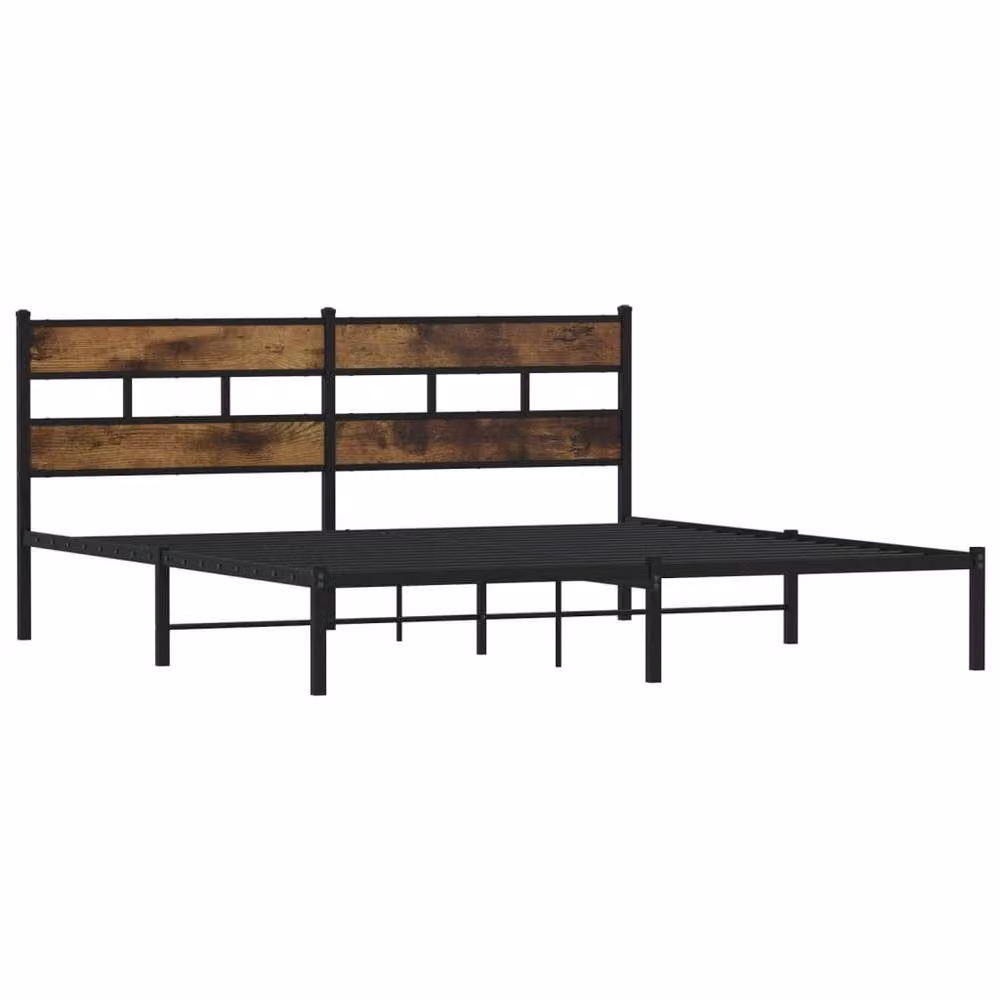 Berkfield Home Metal Bed Frame in Smoked Oak Brown, W/D/H: 193 x 203 cm – 3