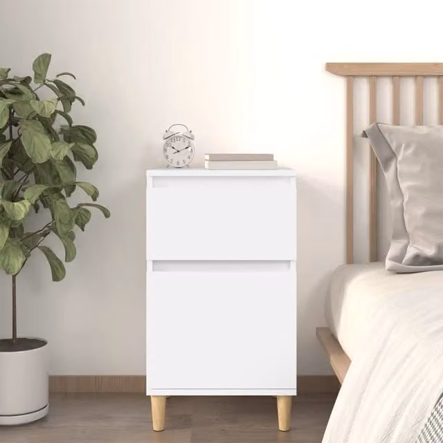 Berkfield Home White Wall Mounted Bedside Cabinet W/D/H: 40 x 35 x 70 cm