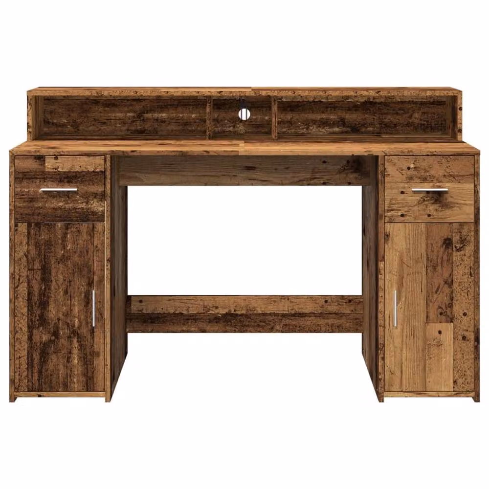 Berkfield Home Gaming Desk with LED Lights in Brown, W/D/H: 140 x 55 x 91 cm – 5