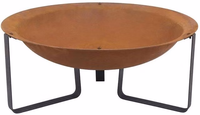 Woodlodge Helston Fire Pit with Stand and Fire Bowl in Black and Brown Rust Effect