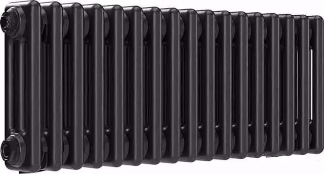Lux Heat Horizontal 3 Column Steel Radiator in Silver, W: 78.5 cm, H: 30.0 cm, D: 30.0 cm