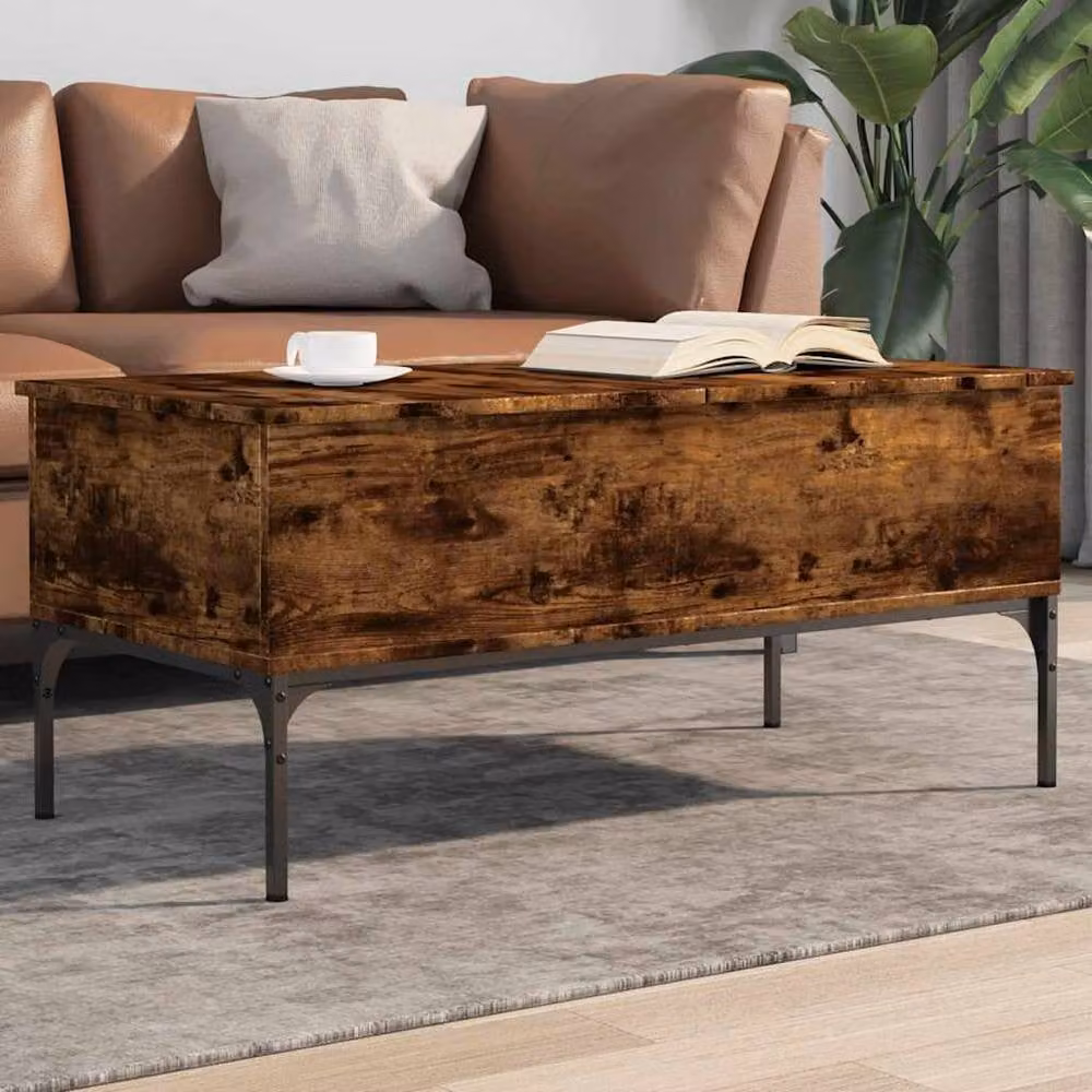 Berkfield Home Comfortable Coffee Table in Smoked Oak Brown, W/D/H: 100 x 50 x 45 cm – 1