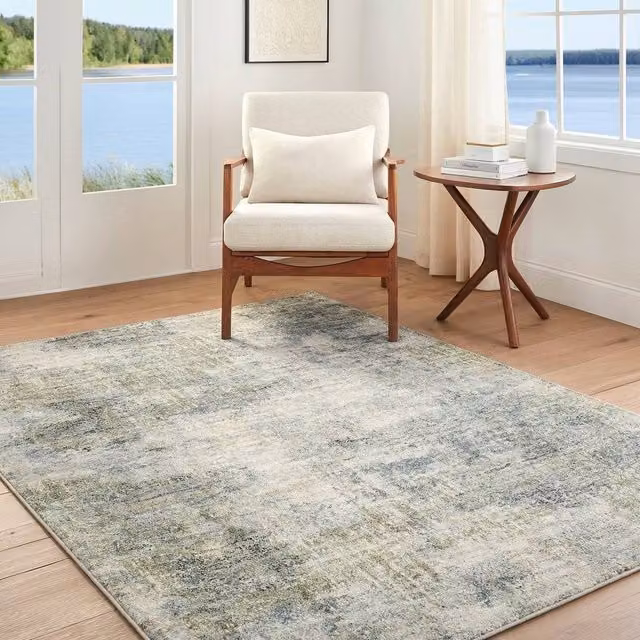 Livabliss Avellino Modern Abstract Marble High Pile Living Room Rug in Green, Grey and Beige, W: 200 cm, D: 280 cm – 1