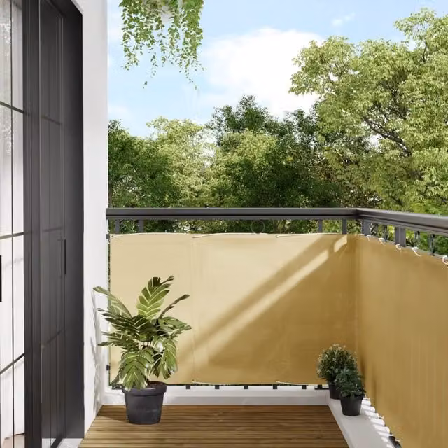 Berkfield Home Sand and Yellow Balcony Screen, W: 90 cm, H: 600 cm, 100% Polyester Oxford – 1