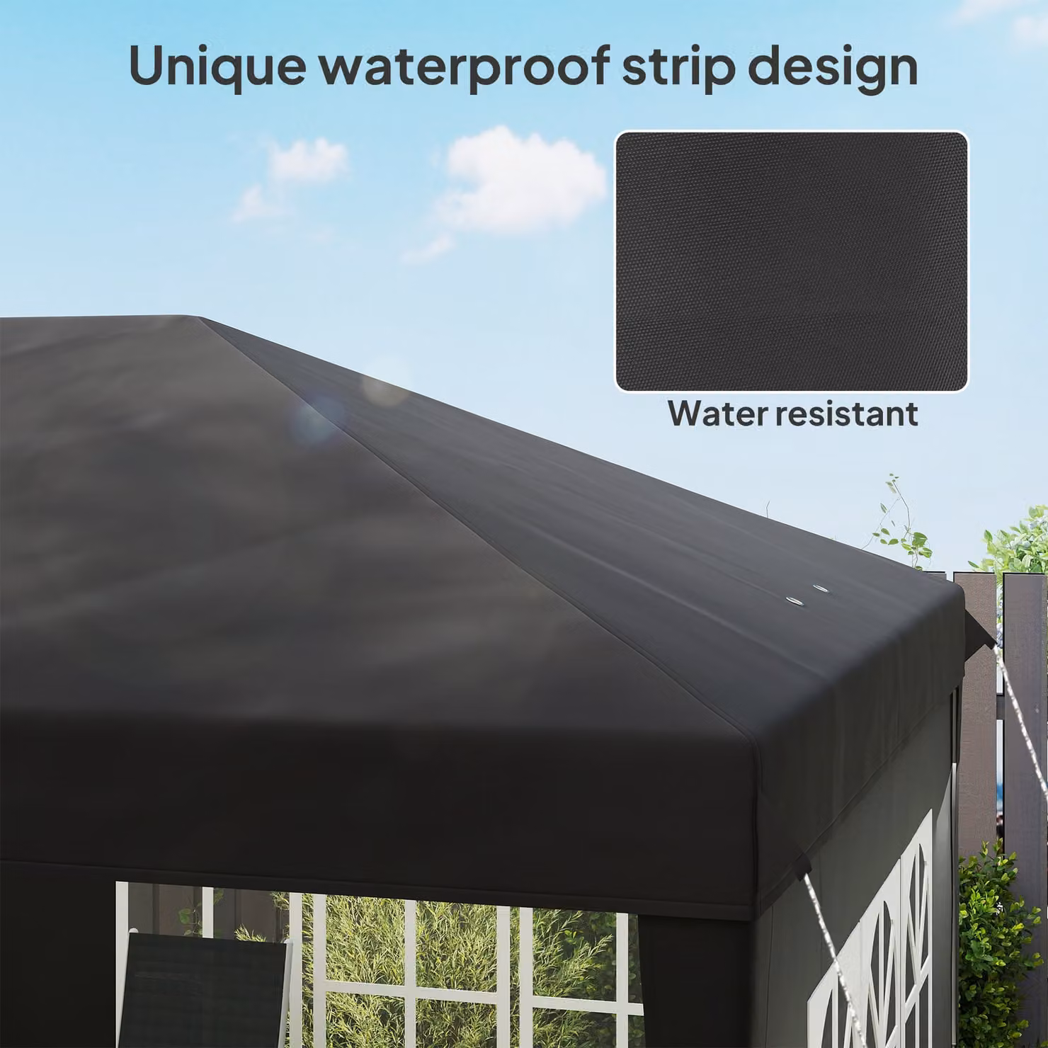 Outsunny Lightweight Height Adjustable Party Tent Gazebo in Black, W/D/H: 600 x 300 x 270 cm – 6