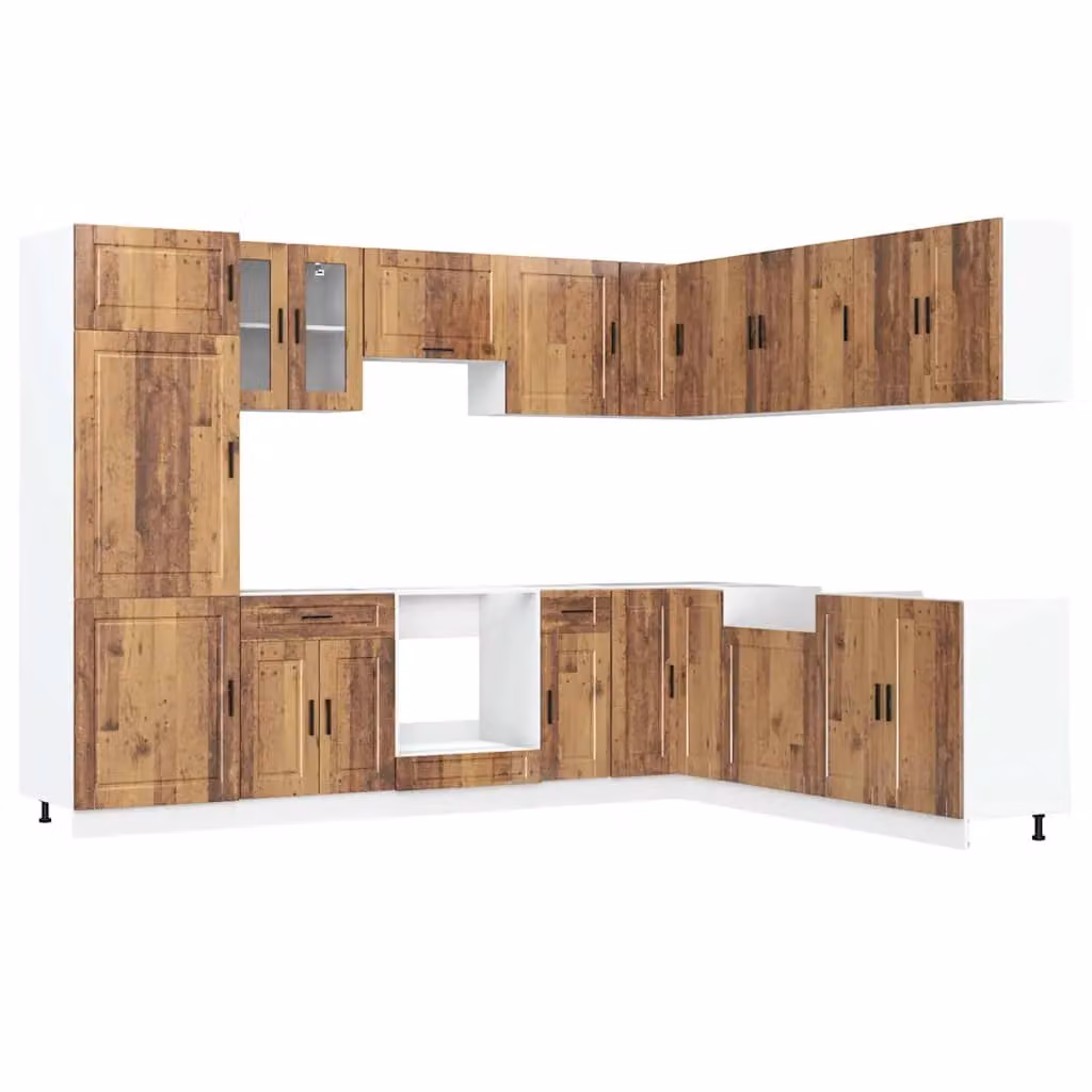 Berkfield Home 14 Piece Porto Old Wood Kitchen Cabinet Set in Brown – 2