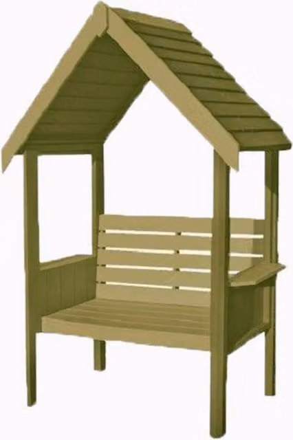 Shires Blossom Arbour Garden Arch Seat in Brown Pine Wood W/D/H: 123.6 x 65.4 x 216.1 cm