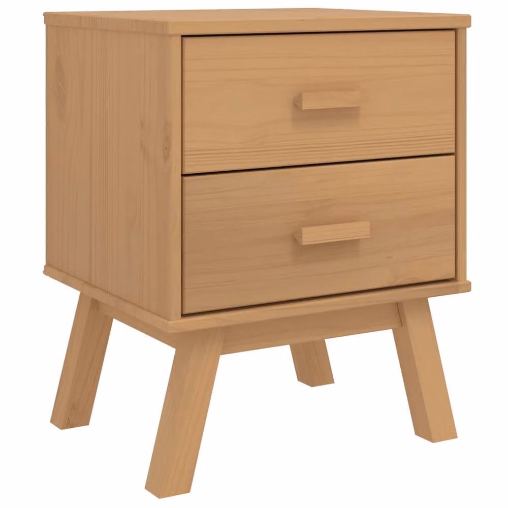 Berkfield Home Beautiful Olden Bedside Cabinet in Brown Solid Pine Wood – 2