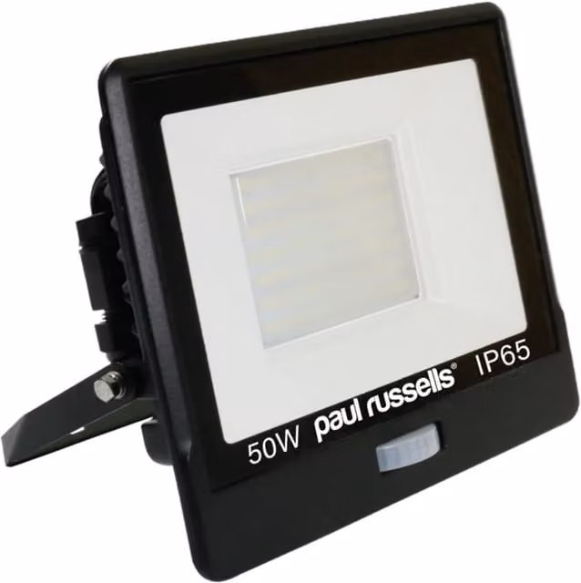 Paul Russells 50W LED Floodlight with PIR Motion Sensor, 5000lm, 6500K Cool White, IP65 Waterproof, White