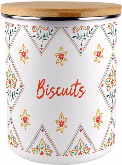 Purely Home Floral Ceramic Biscuit Tin in Multicoloured White