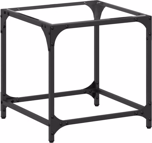 Berkfield Home Modern Square Coffee Table with Transparent Glass Top and Black Steel Frame, W/D/H: 40 x 40 x 40 cm