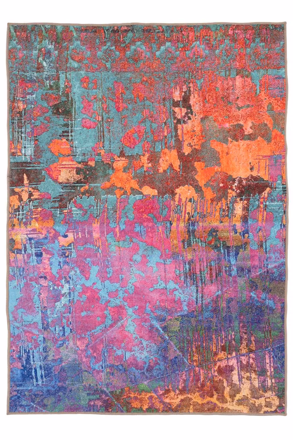 Kukoon Pink and Multicolour Abstract Maximalist Machine Washable Rug, W: 60 cm, L: 240 cm – 4