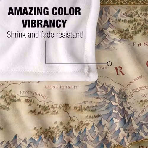 LOGOVISION Lord Of The Rings War Of The Rohirrim Map Super Soft Fleece Throw Blanket, Multicolour, W/D/H: 91 x 147 cm – 2