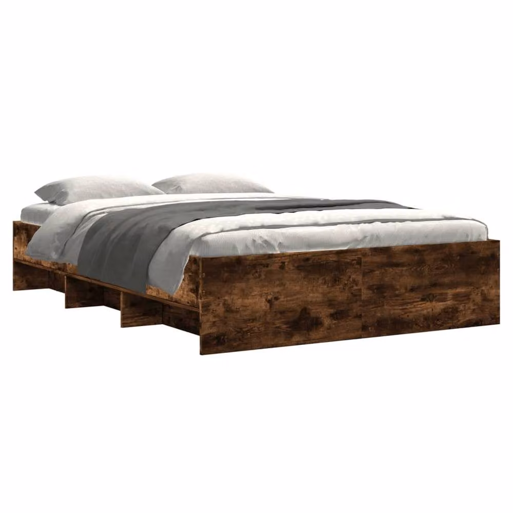 Berkfield Home Bed Frame in Smoked Oak, Brown Engineered Wood, W/D/H: 140 x 190 x 35 cm – 3