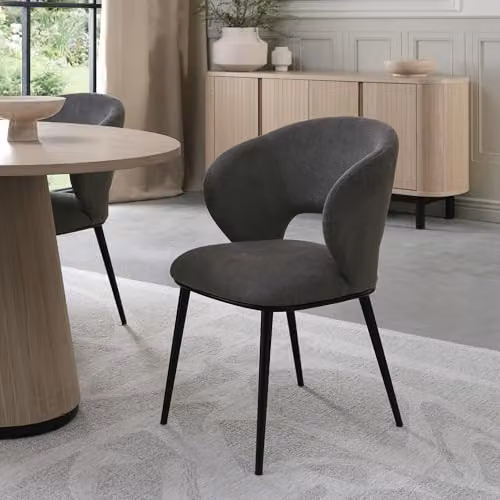 Bentley Designs Luca Upholstered Chairs in Grey Fabric (Pair)