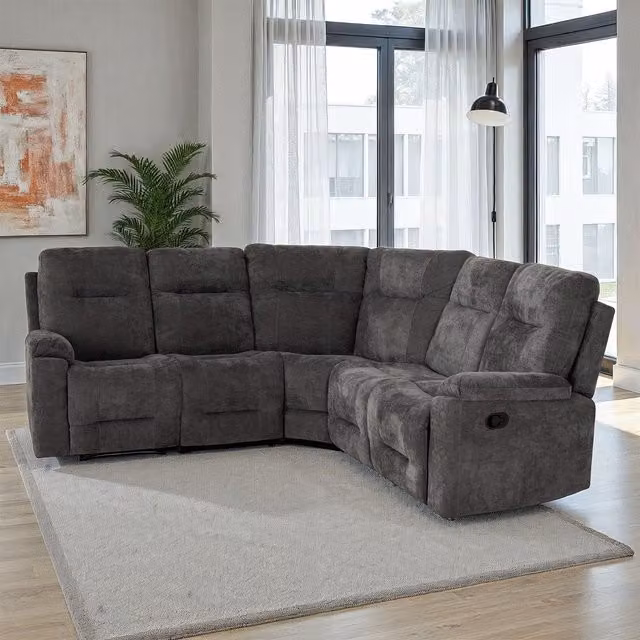 Seconique Guildford L-Shape Corner Sofa in Grey Fabric