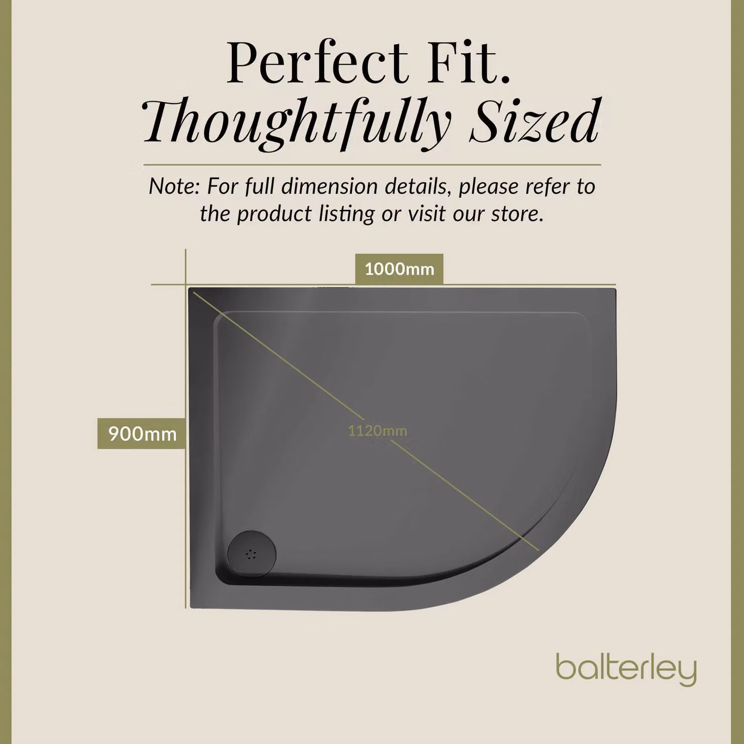 Balterley Premium Left Hand Offset Quadrant Corner Shower Tray in Grey – 5