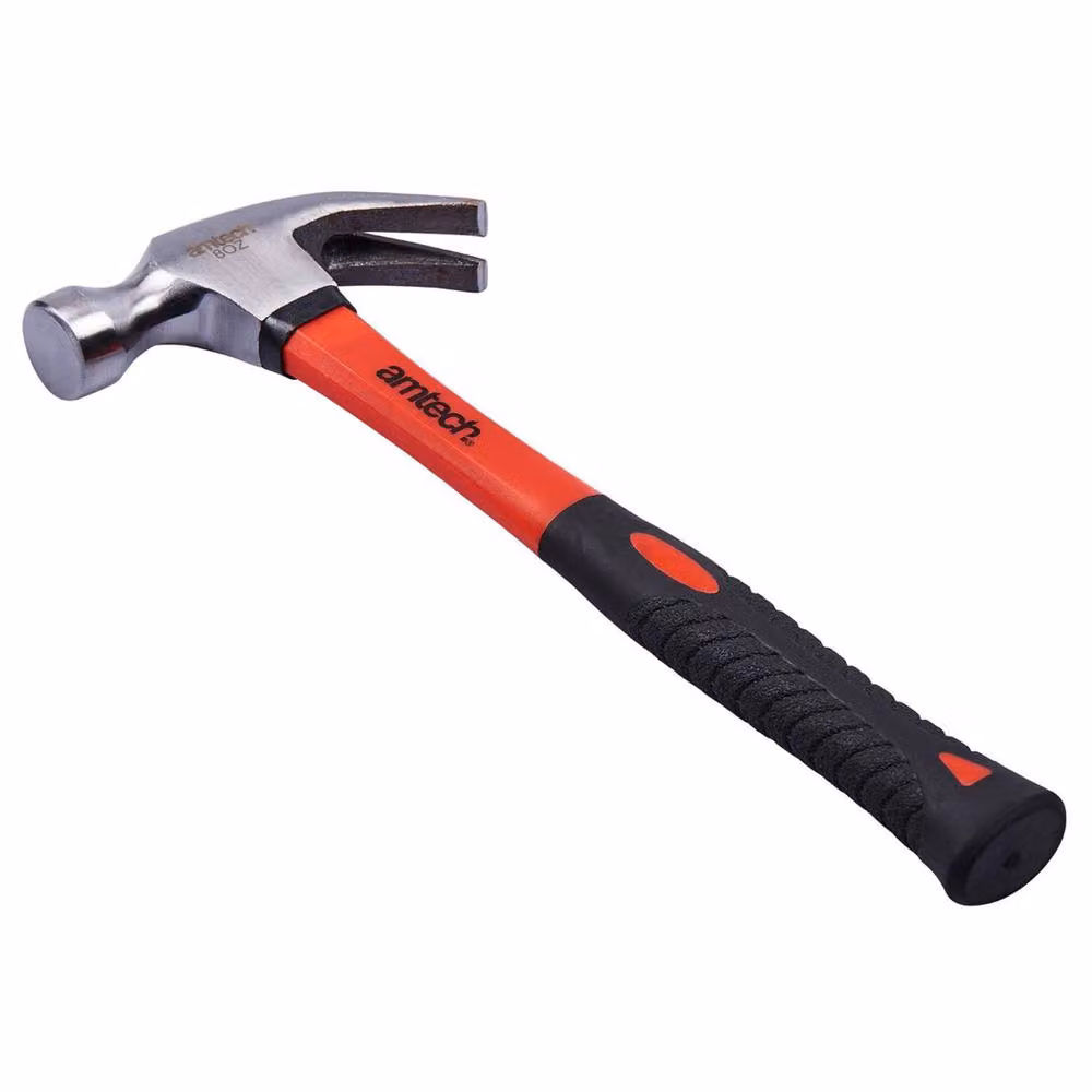 Amtech Claw Hammer with Fibreglass Shaft, Multicolour, 8oz – 2