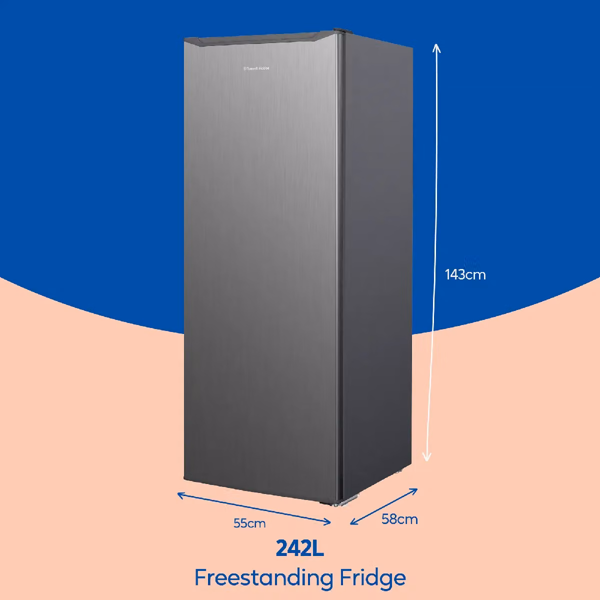 Russell Hobbs Silver Freestanding Larder Fridge with 242L Capacity, H 143 cm x W 55 cm x D 55 cm – 2